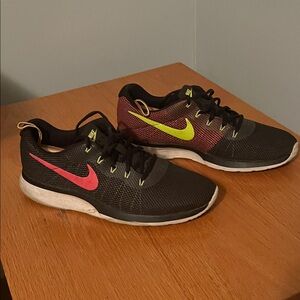 Nike Black Sneakers with Yellow and Red Swoosh